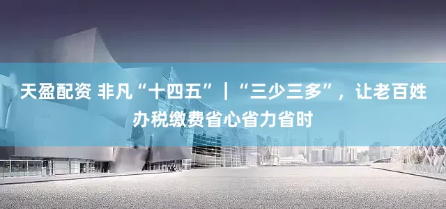 天盈配资 非凡“十四五”｜“三少三多”，让老百姓办税缴费省心省力省时